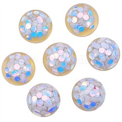 Flatback Resin Cabochons, with Flat Round Paillette/Sequin Inside, Half Round/Dome, Clear, 14.5x8mm