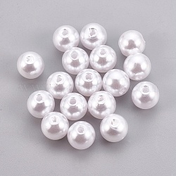 Perles d'imitation perles en plastique ABS, ronde, blanc, 5mm, Trou: 1.8mm, environ 750 pcs/50 g