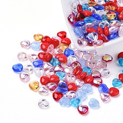 Abalorios de cristal checas, corazón, color mezclado, 7.5x8x4mm, agujero: 0.8 mm, aproximamente 237~243 unidades / bolsa