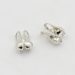 Brass Bead Tips Knot Covers, Platinum Color, 3x1.6mm