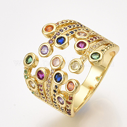Micro cuivres ouvrent zircone cubique anneaux de manchette, anneaux ouverts, colorées, nous taille 7 1/4 (17.5mm)