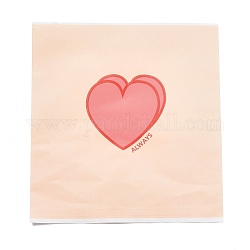 Bolsa de papel, bolsa de almacenamiento de decoración de postre, con palabra siempre, Rectángulo, patrón del corazón, 13.8x12.7x0.02 cm