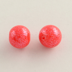 Fili di perle di vetro rotondo spruzzo verniciato, rosso, 6mm, Foro: 1.3~1.6 mm, circa 133pcs/filo, 31.4 pollice