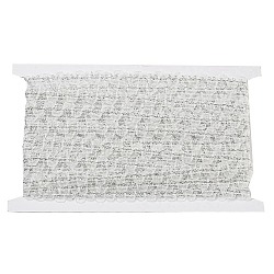 Ribete de encaje de poliéster para cortina, decoración de textiles para el hogar, plata, blanco, 1/2 pulgada (12 mm)