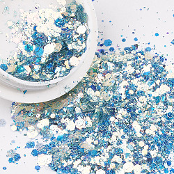 Laser-glänzender Nagelkunst-Glitter, Maniküre Pailletten, diy sparkly paillette Tipps Nagel, Deep-Sky-blau, 39x15.5 mm
