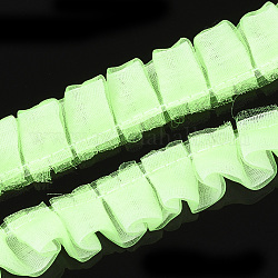 Лентой из органзы, плиссированная / двойная лента с оборками, светло-зеленый, 19~23 мм, 30 м / пачка