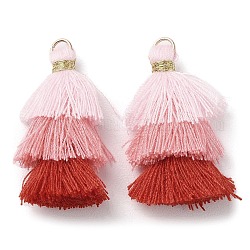 Décorations de pendentif pompon en polycoton, avec boucles en fer, blush lavande, 34~45x4~5mm, Trou: 3mm