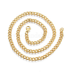 201 из нержавеющей стали кубинский звено цепи ожерелье мужские, золотые, 17.72 дюйм (45 см), широк: 5 мм