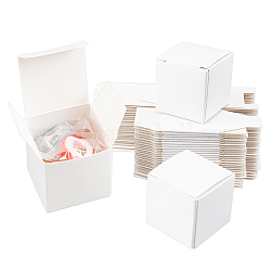 Pandahall petite boîte à bonbons cadeau kraft en vrac 1.5x1.5x1.5 pouce petite boîte cadeau kraft, Mini boîte à bonbons en papier blanc boîte à savon carrée boucle d'oreille en carton bague petits bijoux faveur boîtes à friandises, 30 paquet