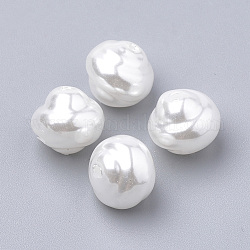環境に優しいプラスチック模造真珠ビーズ  高い光沢  グレードA  ホワイト  9x10mm  穴：1.2mm
