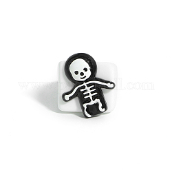 Кольцо на палец со скелетом из смолы, готические панк-украшения для женщин, чёрные, размер США 10 1/4 (19.9 мм)