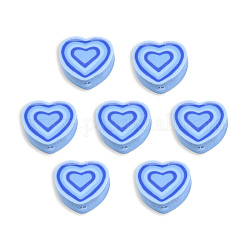 Handmade Polymer Clay Beads, Heart, Light Sky Blue, 8~10x9~10.5x4~5mm, Hole: 1.2mm