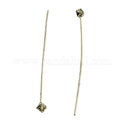 Brass Fancy Pins, with Alloy Findings, Lead Free & Cadmium Free, Antique Silver, 54x4mm, pin: 1mm
