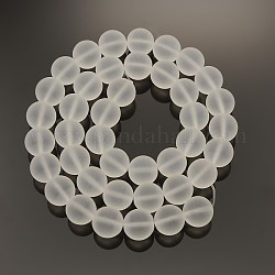Chapelets de perles rondes en verre transparent mat, clair, 10mm, Trou: 1mm, Environ 41 pcs/chapelet, 15.7 pouce
