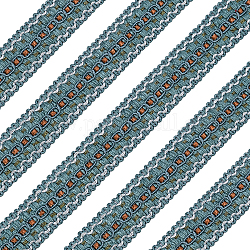FINGERINSPIRE 12m 25mm Blue Woven Braid Trim Handmade Polyester Sewing White Edge Wave Braid Trim Crafts Decorative Trim with Card for Curtain Slipcover DIY Costume Accessories