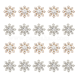 SUPERFINDINGS 20Pcs 2 Colors Alloy Cabochons, with Rhinestone, Snowflake, Mixed Color, 23.5~24x6mm, 10pcs/color