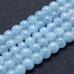 Natural Aquamarine Beads Strands, Grade A+, Round, 6mm, Hole: 1mm, about 67pcs/strand, 15.7''(40cm)