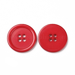 Bottoni di resina, tinto, rotondo e piatto, rosso, 30x3mm, Foro: 3 mm, 98pcs/scatola