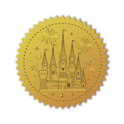 Selbstklebende Aufkleber mit Goldfolienprägung, Medaillendekoration Aufkleber, Schloss, 5x5 cm