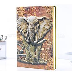 3d taccuino in pelle pu, con carta all'interno, rettangolo con motivo a elefante, per materiale scolastico per ufficio, multi-colore, 215x145mm