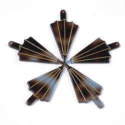 Pendentifs en acétate de cellulose (résine), parapluie, brun coco, 39.5x19~19.5x2.5mm, Trou: 1.2mm