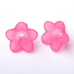 Transparent Acrylic Beads, Frosted, Flower, Deep Pink, 13x7mm, Hole: 1mm, about 1865pcs/500g
