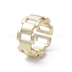Rack Plating Brass Open Cuff Rings, Hollow Rectangle, Real 18K Gold Plated, US Size 6 1/4(16.7mm)