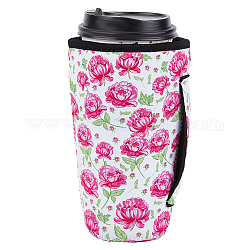 Manica della tazza in neoprene, maniche riutilizzabili isolate per tazze di caffè e tè, con manico, modello di fiore, 186x140mm