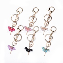 Alloy Resin Keychain, with Rhinestone, Golden Tone Alloy Key Clasps and Iron Key Rings, Ballet Girl, Mixed Color, 117~119mm