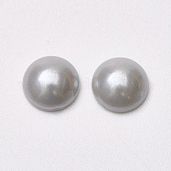 Cabuchones de acrílico, perla imitado, plano y redondo, gris, 8x3mm