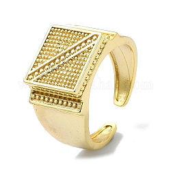 Латунные открытые кольца манжеты, квадратные кольца-печатки, реальный 18k позолоченный, внутренний диаметр: 19 мм