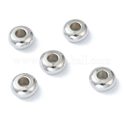 Intercalaire perles en 202 acier inoxydable, plat rond, couleur inoxydable, 8x4mm, Trou: 3mm