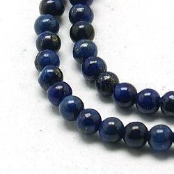 Chapelets de perles en lapis-lazuli naturel, teinte, ronde, bleu minuit, 3mm, Trou: 0.5mm, 15.5 pouce