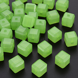 模造ゼリーアクリルビーズ  キューブ  薄緑  11.5x11x11mm  穴：2.5mm  約528個/500g