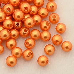 Perline acrilico perla imitato, tinto, tondo, arancione scuro, 6x5.5mm, Foro: 1.5~2 mm, circa 4500pcs/libbra