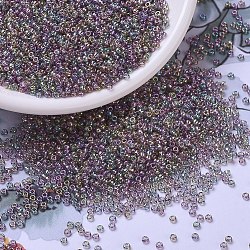 Miyuki runde Rocailles Perlen, japanische Saatperlen, 11/0, (rr2440) transparenter grauer Regenbogenglanz, 2x1.3 mm, Bohrung: 0.8 mm, ca. 5500 Stk. / 50 g