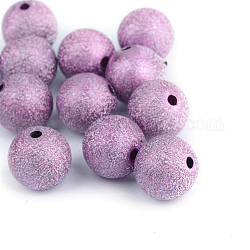 Perles acryliques laquées, Style mat, ronde, Prune, 6mm, Trou: 1.5mm