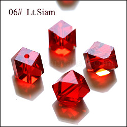 Имитация австрийских кристаллов, класс AAA, граненые, безугловые кубические бусины, красные, 6x5.5x5.5 мм, отверстие : 0.7~0.9 мм