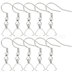 Beebeecraft 50Pcs 304 Stainless Steel Hooks, Ear Wire, with Ice Pick Pinch Bails, Stainless Steel Color, 27x20mm, 21 Gauge, Pin: 0.7mm