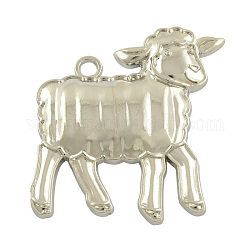 Tibetan Style Alloy Sheep Big Pendants, Lead Free & Nickel Free, Platinum, 65x62x4.5mm, Hole: 5mm