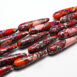 Filo di perline turchesi sintetici, tinto, lacrima, rosso scuro, 40x10mm, Foro: 1 mm, circa 10pcs/filo, 15.7 pollice