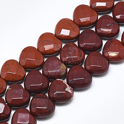 Natürliche rote Regenbogenjaspis-Perlenstränge, facettiert, Herz, 14.5~15x15~15.5x7~8 mm, Bohrung: 1.2 mm, ca. 14 Stk. / Strang, 7.6 Zoll