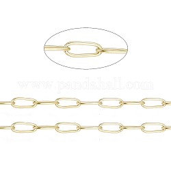 Revestimiento iónico (ip) 304 cadenas de clips de acero inoxidable, soldada, con carrete, dorado, 5.5x2.2x0.5mm, 10 m / rollo