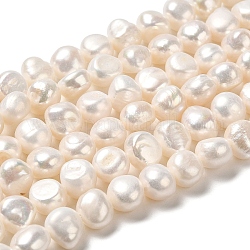 Fili di perle di perle d'acqua dolce coltivate naturali, due lati lucidati, colore conchiglia, 9~10.5x10~11x7~8mm, Foro: 0.5 mm, circa 38pcs/filo, 14.25~14.37'' (36.2~36.5 cm)
