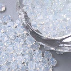 Imitacion 5301 Bicone Beads, abalorios de vidrio transparente facetados, azur, 3x2.5mm, agujero: 1 mm, aproximamente 720 unidades / bolsa
