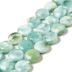 Brins de perles de verre naturel, grade AB +, plat rond, bleu aqua, 15x6~7mm, Trou: 1mm, Environ 27 pcs/chapelet, 15.5~15.7'' (39.37~39.88 cm)