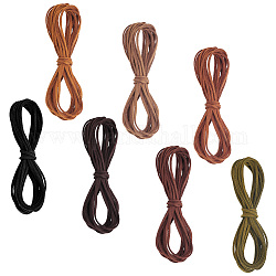 Pandahall 7 colores 2.5mm cordón de cuero de gamuza sintética, Cordón de cuero de imitación de 35m, cordón de cuero plano, tira de encaje de cuero, cordón trenzado para joyería, collar, pulsera, fabricación artesanal