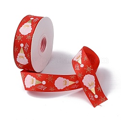 25 Yard flaches, mit Weihnachtsmotiven bedrucktes Ripsband aus Polyester, für diy Schmuck machen, rot, 7/8~1 Zoll (23~25 mm)