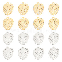 SUNNYCLUE 1 Box 20Pcs 2 Colors Monstera Leaf Charm Gold Leaves Charms Sring Plant Charm Stainless Steel Leaf Charms for Jewelry Making Charms Women Adults DIY Earring Necklace Bracelet Crafting