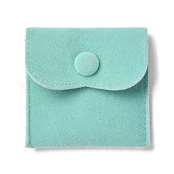 Бархатные мешочки для хранения украшений, квадратные сумки для украшений с застежкой-кнопкой, для сережек, хранение колец, бирюзовые, 6.75~6.8x7 см